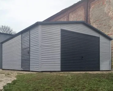 Mobilgarázs 5x6,5 m, nyeregtetős, billenő kapu, alumínium