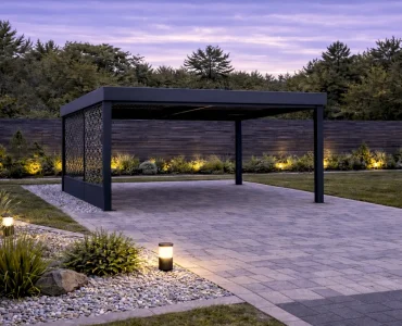 Carport 3x3 m, áttört panelekkel